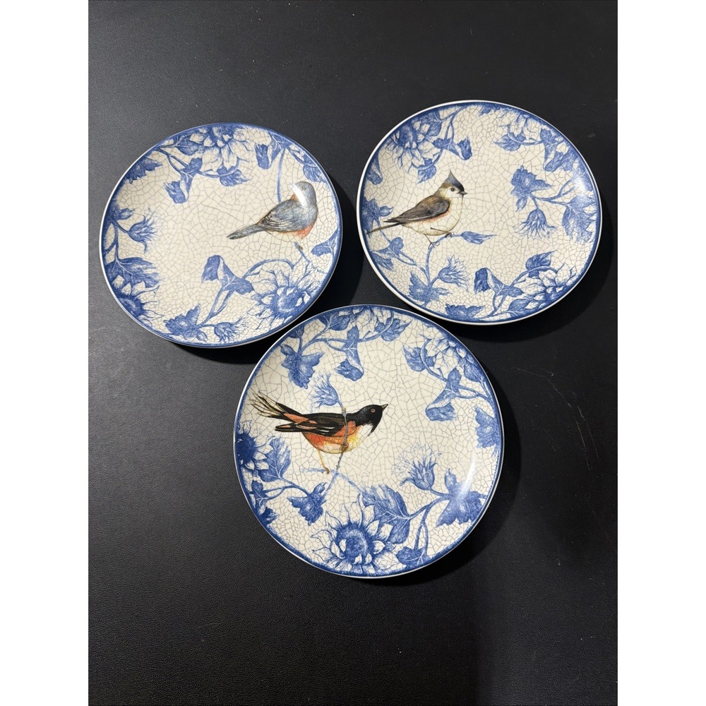 Cracker Barrel Susan Winget Song Bird Set of 3 Bird Stoneware Salad Plates 8 1/4